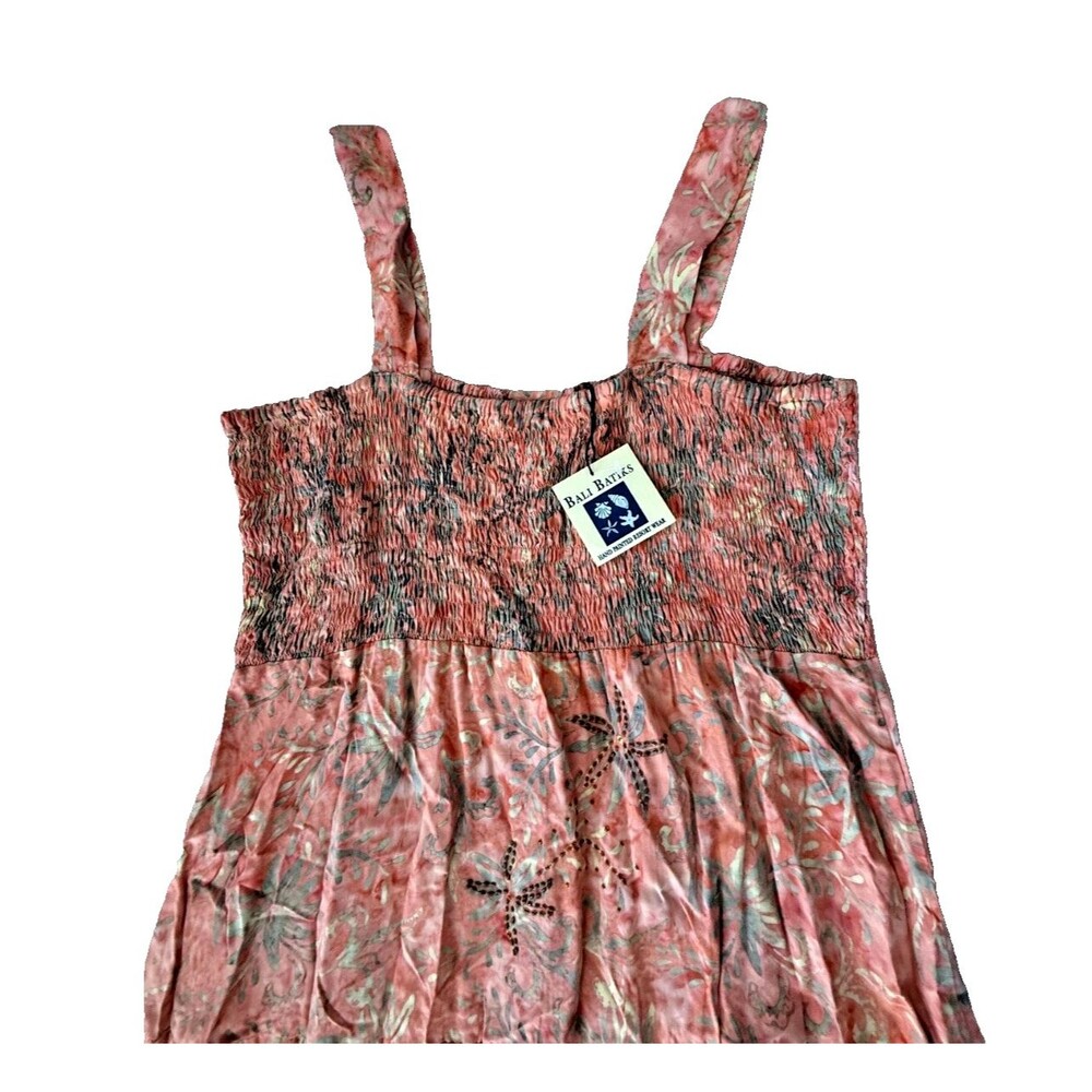 Batik Bali Hand Painted Beaded Maxi Dress Coral XL New with Tags